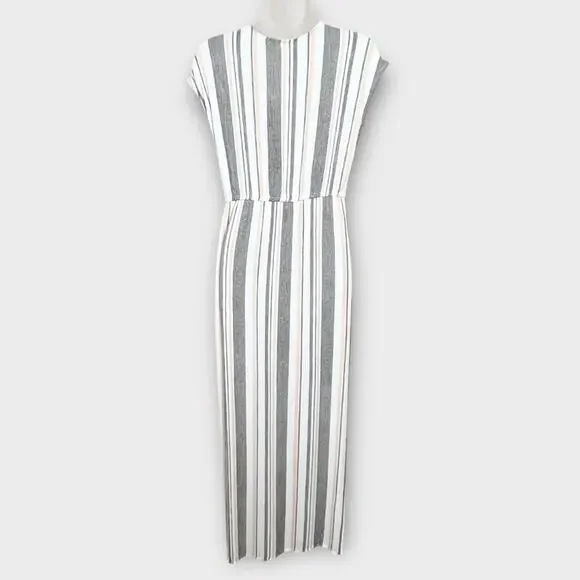 LULUS Coastal Grooves White Multi Striped Swim Cover-Up Size Medium Gauze Rayon - Picture 3 of 6